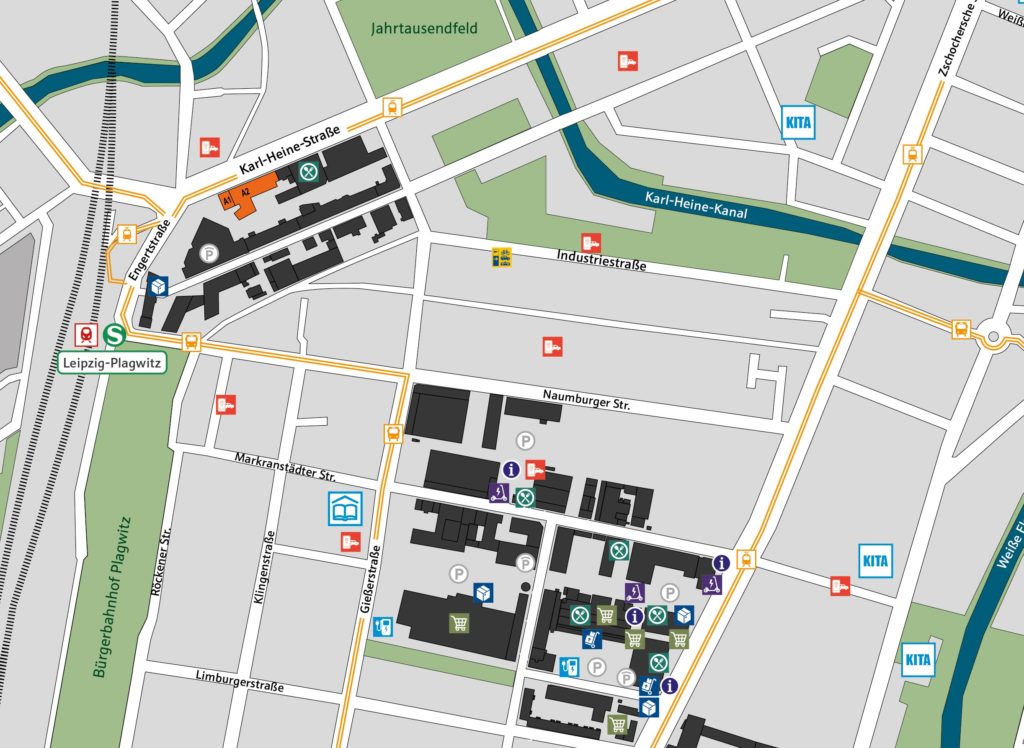 Lagekarte Plagwitzer Höfe A1+A2 Brehmerhaus Karl Heine Strasse