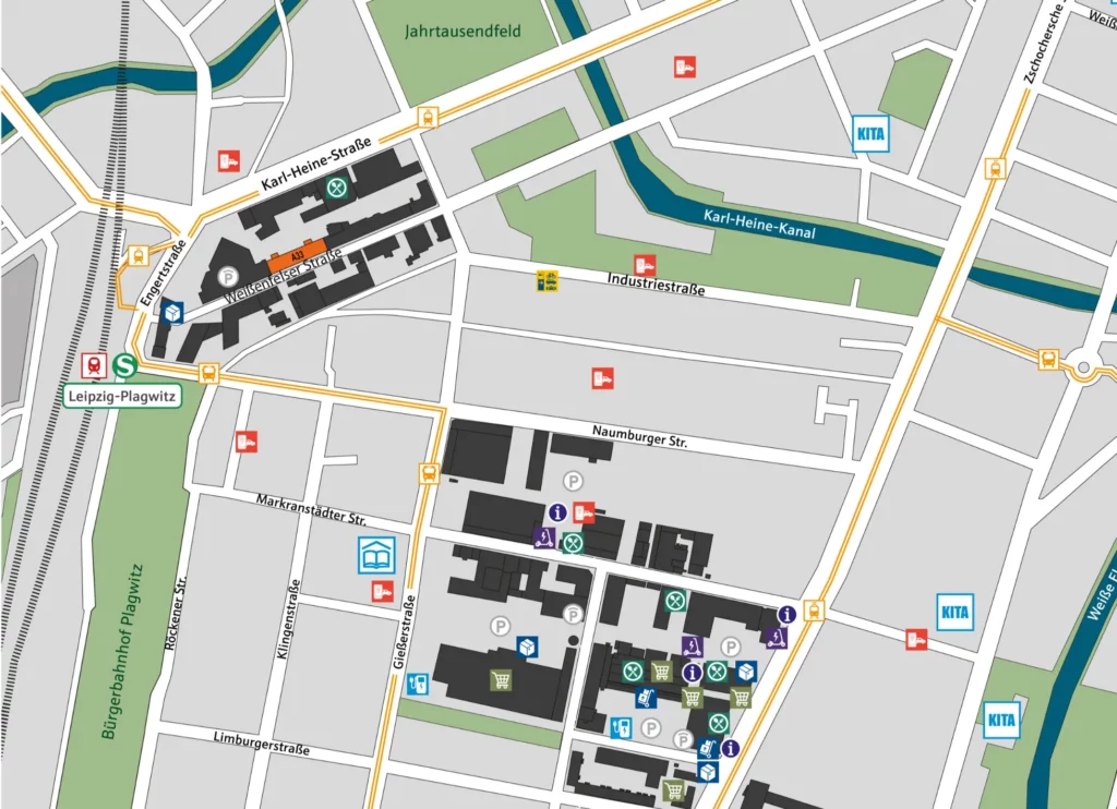 Plagwitzer Höfe Leipzig Vermietung Geschäftshaus Weißenfelser Straße 33 Lagekarte Gewerbe
